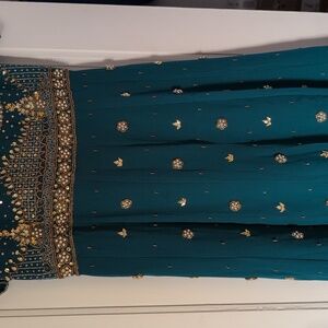 Elegant Teal Embellished Dress